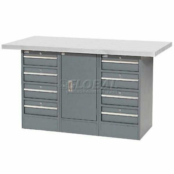 Global Industrial Workbench w/ Laminate Top, 8 Drawers & 1 Cabinet, 60inW x 30inD, Gray 239167